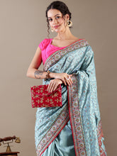 Blue Color Silk Saree Online - House of Surya